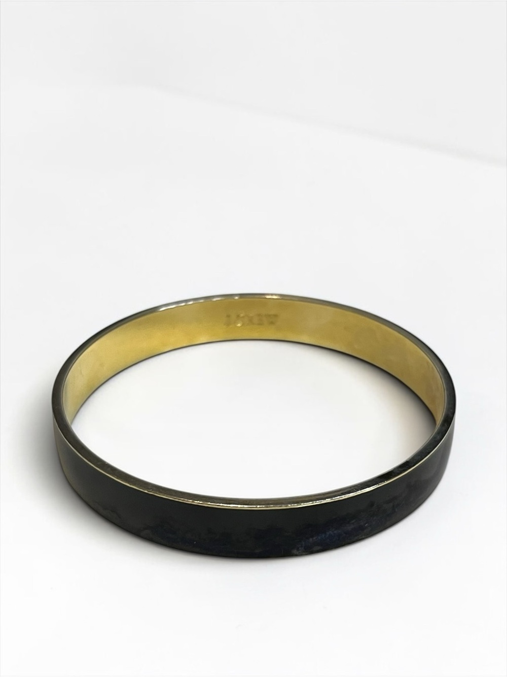 J.Crew Black Enamel Gold Tone Bangle Bracelet